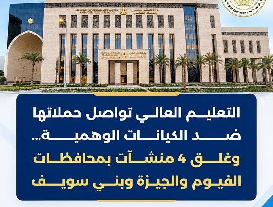 غلق 4 منشآت تعليمية وهمية بمحافظات الفيوم والجيزة وبني سويف